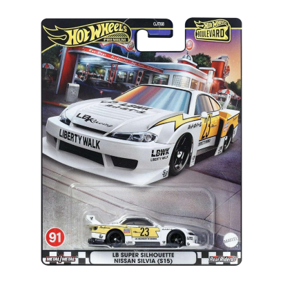 Машинка Premium Hot Wheels LB Super Silhouette Nissan Silvia (S15) Boulevard 1:64 HRT64 White - Retromagaz