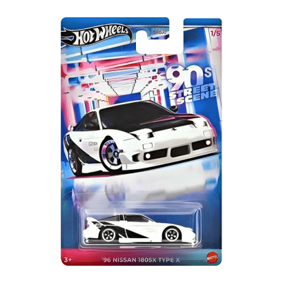 Тематическая Машинка Hot Wheels '96 Nissan 180SX Type X '90s Street Scene 1:64 JCB57 White - Retromagaz