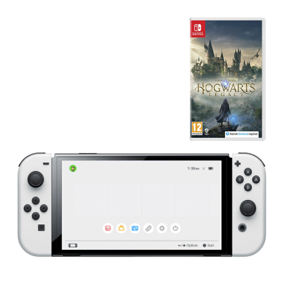 Набір Консоль Nintendo Switch OLED Model HEG-001 64GB White Новий  + Гра Hogwarts Legacy Російські Субтитри - Retromagaz