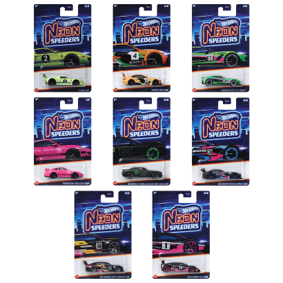 Набор Тематическая Машинка Hot Wheels Neon Speeders HLH72 2024-2 8шт - Retromagaz