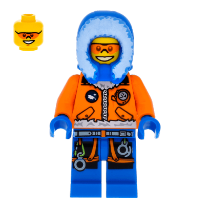 Фигурка Lego Arctic 973pb1683 Explorer Male with Orange Goggles City cty0492 Б/У - Retromagaz