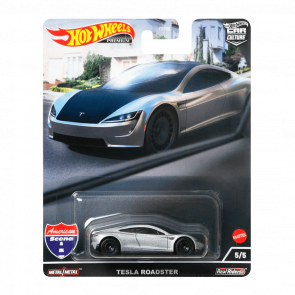 Машинка Premium Hot Wheels Tesla Roadster American Scene 1:64 HCK02 Metallic Silver - Retromagaz