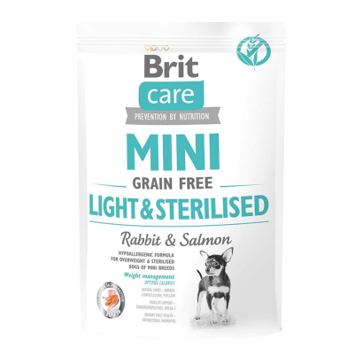 Сухий Корм для Собак Cтерилізованих Brit Care Grain-Free Mini Кролик і Лосось 400g - Retromagaz