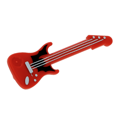 Мистецтво Lego Guitar Electric with Silver Strings and Black Bat Pattern 11640pb03 6122116 Red Б/У - Retromagaz