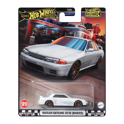 Машинка Premium Hot Wheels Nissan Skyline GT-R (BNR32) Boulevard 1:64 HRT74 White - Retromagaz