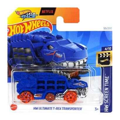 Машинка Базовая Hot Wheels HW Ultimate T-Rex Transporter Netflix Screen Time 1:64 HRY50 Blue - Retromagaz