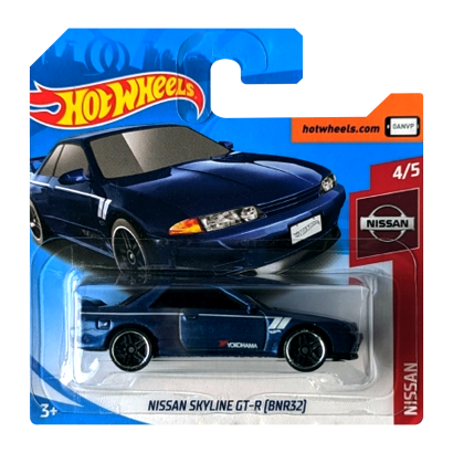 Машинка Базова Hot Wheels Skyline GT-R (BNR32) Yokohama Nissan 1:64 FYB74 Metallic Blue - Retromagaz