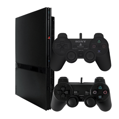 Набор Консоль Sony PlayStation 2 Slim SCPH-7xxx Chip Black Б/У  + Геймпад Проводной DualShock 2 SCPH-10010 - Retromagaz