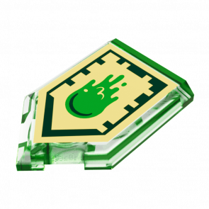 Плитка Lego Модифікована Декоративна 4шт Pentagonal Nexo Power Shield Pattern Slime Blast 2 x 3 22385pb034 6132662 Trans-Bright Green Б/У - Retromagaz