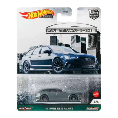 Машинка Premium Hot Wheels '17 Audi RS 6 Avant Fast Wagons 1:64 GRJ65 Dark Grey - Retromagaz