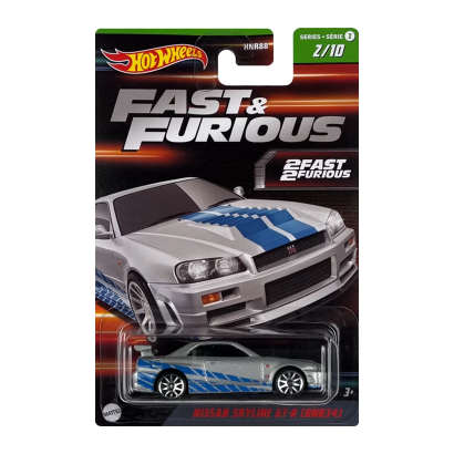 Тематическая Машинка Hot Wheels Nissan Skyline GT-R (BNR34) Fast & Furious 1:64 HNR88/HNT02 Silver - Retromagaz