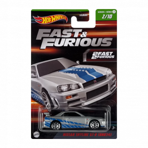 Тематическая Машинка Hot Wheels Nissan Skyline GT-R (BNR34) Fast & Furious 1:64 HNR88/HNT02 Silver