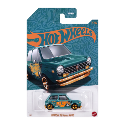 Тематическая Машинка Hot Wheels Custom '70 Honda N600 Green and Gold 1:64 HVW99 Turquoise - Retromagaz