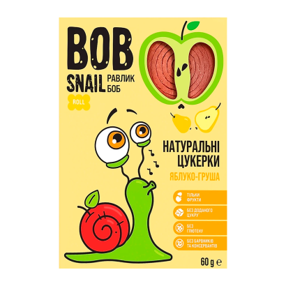 Конфеты Натуральные Bob Snail Яблочно-Грушевые - Retromagaz