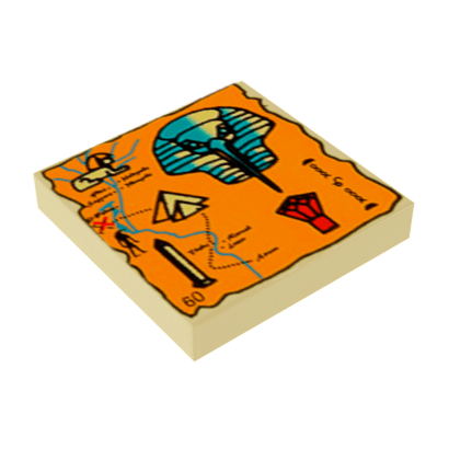 Плитка Lego Декоративна Map Orange and Hieroglyphs 2 x 2 3068px20 Tan Б/У - Retromagaz