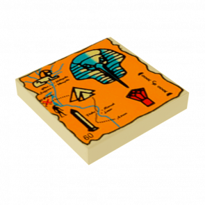 Плитка Lego Декоративна Map Orange and Hieroglyphs 2 x 2 3068px20 Tan Б/У