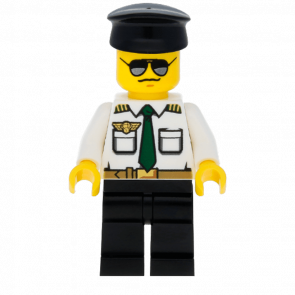 Фігурка Lego Airport Pilot White Shirt with Dark Green Tie and Belt City cty0403 Б/У