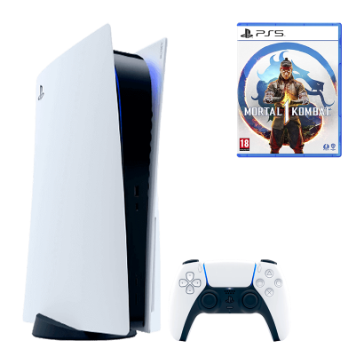 Набор Консоль Sony PlayStation 5 Blu-ray 825GB White Новый + Игра Mortal Kombat 1 Русские Субтитры - Retromagaz