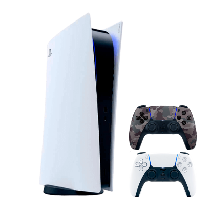 Набор Консоль Sony PlayStation 5 Digital Edition 825GB White Новый + Геймпад Беспроводной DualSense Grey Camouflage - Retromagaz