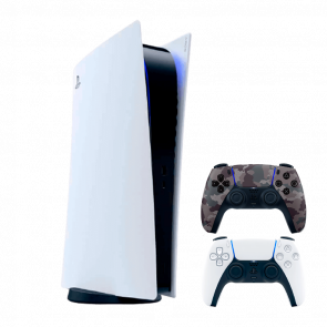 Набор Консоль Sony PlayStation 5 Digital Edition 825GB White Новый + Геймпад Беспроводной DualSense Grey Camouflage