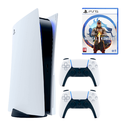 Набор Консоль Sony PlayStation 5 Blu-ray 825GB White Новый + Геймпад Беспроводной DualSense + Игра Mortal Kombat 1 Русские Субтитры - Retromagaz