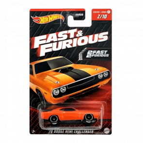 Тематична Машинка Hot Wheels '70 Dodge Hemi Challenger Fast & Furious 1:64 HNR92 Orange - Retromagaz