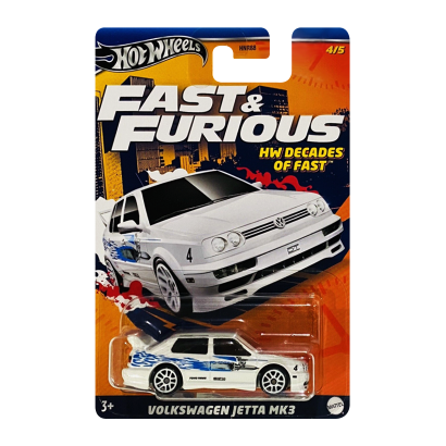 Тематическая Машинка Hot Wheels Volkswagen Jetta MK3 Decades of Fast & Furious 1:64 HNR88/HRW44 White - Retromagaz