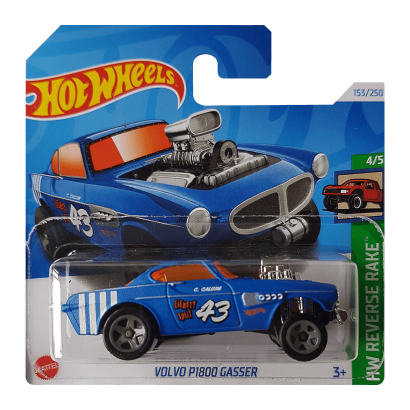 Машинка Базовая Hot Wheels Volvo P1800 Gasser Reverse Rake 1:64 HTB92 Blue - Retromagaz