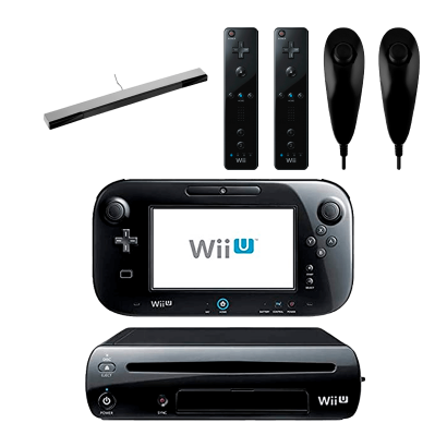 Набор Консоль Nintendo Wii U Модифицированная 96GB Black + 10 Встроенных Игр Б/У  + Сенсор Движения Проводной Sensor Bar Silver + Контроллер  Nunchuk 2шт + Беспроводной Remote 2шт - Retromagaz