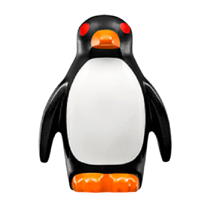 Фигурка Lego Земля Penguin with Flippers and Stud on Back with Orange Beak White Stomach Red Eyes Animals 26076pb02 1 6179133 Black Б/У - Retromagaz