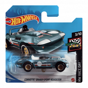 Машинка Базовая Hot Wheels Corvette Grand Sport Roadster Super Treasure Hunt STH Race Day 1:64 GTC99 Teal - Retromagaz