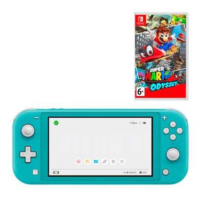 Набор Консоль Nintendo Switch Lite 32GB Turquoise Новый + Игра Super Mario Odyssey Русские Субтитры - Retromagaz