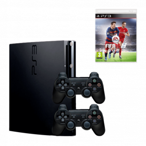 Набір Консоль Sony PlayStation 3 Slim 320GB Black Б/У + Гра FIFA 6 Російська Озвучка + Геймпад Бездротовий RMC Новий