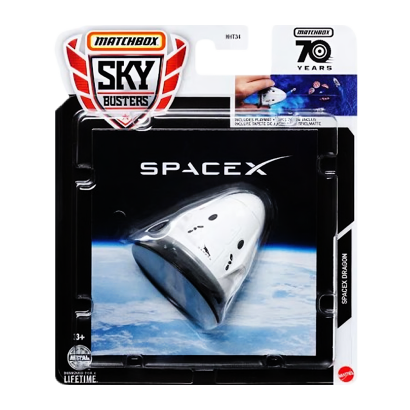 Тематична Машинка Matchbox SpaceX SpaceX Dragon Sky Busters 1:64 HVM42 White - Retromagaz