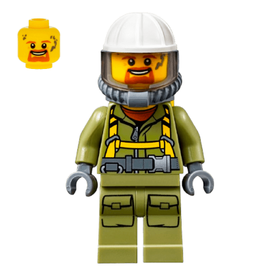 Фігурка Lego Volcano Explorers 973pb2453 Male Worker Suit with Harness City cty0685 Б/У - Retromagaz