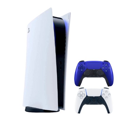 Набор Консоль Sony PlayStation 5 Digital Edition 825GB White Новый + Геймпад Беспроводной DualSense Cobalt Blue - Retromagaz