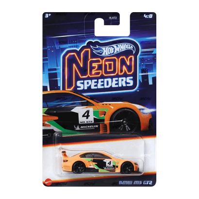 Тематическая Машинка Hot Wheels BMW M3 GT2 Neon Speeders 1:64 HLH72/HRW78 Orange - Retromagaz