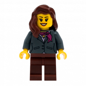 Фігурка Lego People 973pb0639 Dark Bluish Gray Jacket with Magenta Scarf City twn196 Б/У