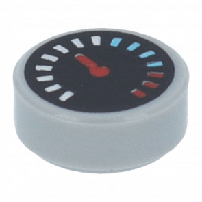 Плитка Lego Кругла Декоративна 4шт Black Gauge with Red Pointer and White Medium Azure and Red Tick Marks 1 x 1 98138pb175 35381pb175 6329581 Light Bluish Grey Б/У