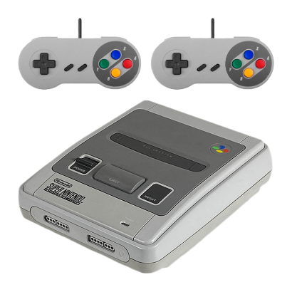 Набор Консоль Nintendo SNES FAT Europe Light Grey Б/У + Геймпад Проводной RMC Grey 1.5m Новый 2 шт - Retromagaz