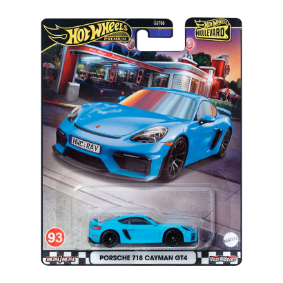 Машинка Premium Hot Wheels Porsche 718 Cayman GT4 Boulevard 1:64 HRT71 Blue - Retromagaz