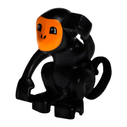 Фигурка Lego Animals Monkey Curled Tail Bright Light Orange Face Duplo 60363c01pb01 Black Б/У - Retromagaz