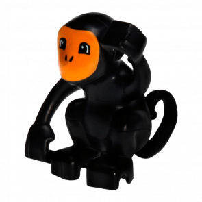 Фигурка Lego Animals Monkey Curled Tail Bright Light Orange Face Duplo 60363c01pb01 Black Б/У - Retromagaz