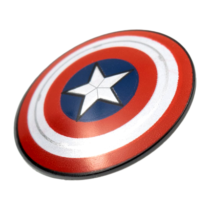 Зброя Lego Щит Circular Convex Face with Red Captain America Star 75902pb20 6348184 Dark Bluish Grey Б/У - Retromagaz