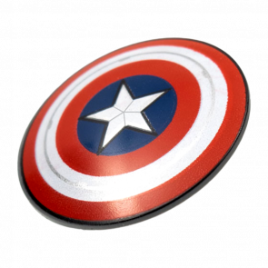 Оружие Lego Щит Circular Convex Face with Red Captain America Star 75902pb20 6348184 Dark Bluish Grey Б/У - Retromagaz