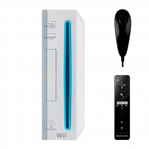 Набір Консоль Nintendo Wii RVL-001 Europe Модифікована 32GB White + 10 Вбудованих Ігор Без Геймпада Б/У  + Контролер Бездротовий RMC Remote Plus Black Новий + Контролер Дротовий  Nunchuk  Новий