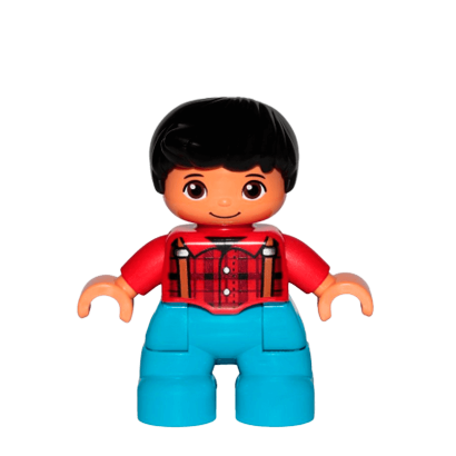 Фигурка Lego Boy Dark Azure Legs Red Checkered Shirt Duplo 47205pb058 Б/У - Retromagaz