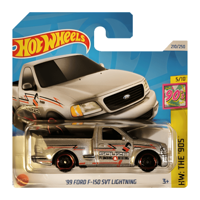 Машинка Базовая Hot Wheels '99 Ford F-150 SVT Lightning The `90S 1:64 HTB07 Silver - Retromagaz