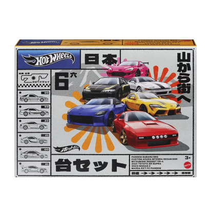 Тематическая Машинка Hot Wheels 6шт Subaru BRZ / Acura Integra / Mitsubishi 3000GT / Toyota Supra / Nissan Z / Mazda RX7 Japanese Classics 1:64 HRX54 Pink - Retromagaz