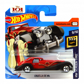 Машинка Базовая Hot Wheels Disney 101 Dalmatians Cruella de Vil Screen Time 1:64 FJW04 Red - Retromagaz